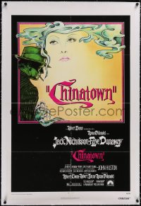 5p0457 CHINATOWN linen 1sh 1974 Polanski, Jim Pearsall art of smoking Jack Nicholson & Faye Dunaway!