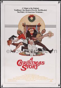 5p0679 CHRISTMAS STORY linen NSS style 1sh 1983 classic Christmas movie, art by Robert Tanenbaum!