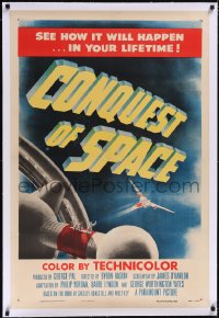 5p0460 CONQUEST OF SPACE linen 1sh 1955 George Pal sci-fi, see how it will happen in your lifetime!