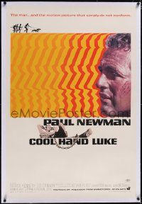 5p0462 COOL HAND LUKE linen 1sh 1967 prisoner Paul Newman refuses to conform, cool art by James Bama!