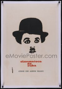 5p0739 CINEMATECA DE CUBA linen Cuban 1961 Rafael Morante silkscreen art of Charlie Chaplin, rare!