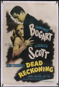 5p0681 DEAD RECKONING linen style B 1sh 1947 best c/u of Humphrey Bogart & sexy Lizabeth Scott, rare!