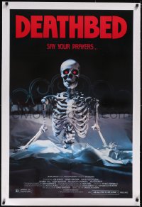 5p0469 DEATHBED linen 1sh 1985 great horror image of fake skeleton in bed, say your prayers!