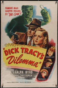 5p0473 DICK TRACY'S DILEMMA linen 1sh 1947 art of Ralph Byrd vs The Claw, Sightless, & Vitamin!