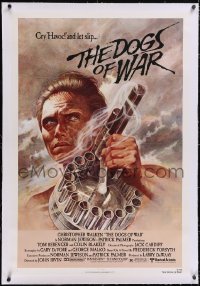 5p0475 DOGS OF WAR linen 1sh 1981 great Tom Jung art of Christopher Walken with really BIG gun!