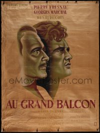 5p0390 AU GRAND BALCON linen French 1p 1949 Herve Morvan art of Pierre Fresnay & Marchal, ultra rare!