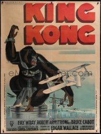 5p0397 KING KONG linen French 1p 1933 best different Peron art of ape on Empire State, ultra rare!