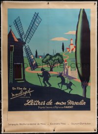 5p0400 LETTERS FROM MY WINDMILL linen French 1p R1950s Marcel Pagnol, great art of man & donkey!