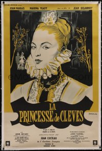 5p0389 PRINCESS OF CLEVES linen French 31x47 1961 Jean Cocteau, Trambouze art of Marina Vlady, rare!