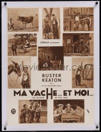 5p0818 GO WEST linen French 21x29 R1930s great montage of Buster Keaton with 10 images, ultra rare!