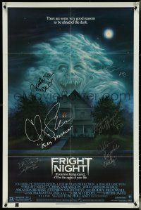 5p0142 FRIGHT NIGHT signed 1sh 1985 by Chris Sarandon, William Ragsdale, Amanda Bearse + THREE more!