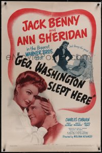 5p0497 GEORGE WASHINGTON SLEPT HERE linen 1sh 1942 Ann Sheridan & Jack Benny, Hart & George S. Kaufman