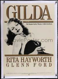 5p0786 GILDA linen German R1988 great close up of sexiest Rita Hayworth smoking in sheath dress!