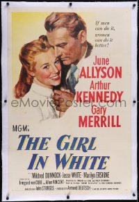 5p0501 GIRL IN WHITE linen 1sh 1952 art of pretty female doctor June Allyson & Arthur Kennedy!