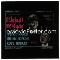 5p0239 DR. JEKYLL & MR. HYDE 3.25x3.25 English glass slide 1931 March as self & monster, ultra rare!