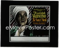 5p0241 SON OF THE SHEIK glass slide 1926 Rudolph Valentino, the world's greatest screen lover, rare!