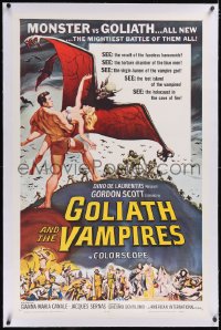 5p0503 GOLIATH & THE VAMPIRES linen 1sh 1964 Maciste Contro il Vampiro, Reynold Brown fantasy art!