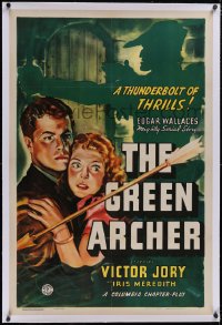 5p0506 GREEN ARCHER linen 1sh 1940 Edgar Wallace serial, Robin Hood shadow by Glenn Cravath, rare!