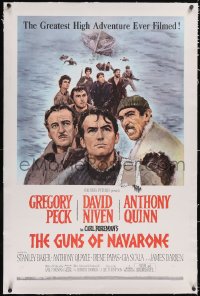 5p0508 GUNS OF NAVARONE linen 1sh 1961 Gregory Peck, David Niven & Anthony Quinn by Howard Terpning!