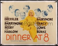 5p0954 DINNER AT 8 linen 1/2sh R1962 Jean Harlow, one of the most classic all-star romantic comedies!