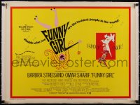 5p0956 FUNNY GIRL linen 1/2sh 1969 Barbra Streisand, Omar Sharif, William Wyler directed, Bob Peak!