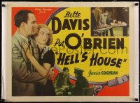 5p0958 HELL'S HOUSE linen 1/2sh R1930s Bette Davis top billed in movie she had a minor role in!