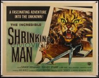 5p0960 INCREDIBLE SHRINKING MAN linen style B 1/2sh 1957 classic Reynold Brown sci-fi art, very rare!