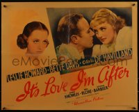 5p0316 IT'S LOVE I'M AFTER style A 1/2sh 1937 Leslie Howard, Bette Davis, Olivia de Havilland, rare!
