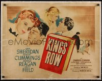 5p0963 KINGS ROW linen style A 1/2sh 1942 different art of Ronald Reagan & sexy Ann Sheridan, classic!