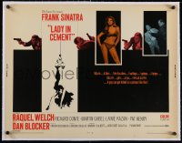 5p0965 LADY IN CEMENT linen 1/2sh 1968 Frank Sinatra with a .45 & sexy Raquel Welch with a 37-22-35!