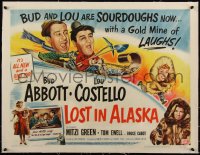 5p0968 LOST IN ALASKA linen style B 1/2sh 1952 artwork of Bud Abbott & Lou Costello falling on ice!
