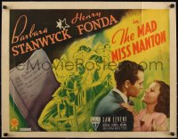 5p0969 MAD MISS MANTON linen style A 1/2sh 1938 Barbara Stanwyck & friends try to solve murder, rare