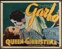 5p0046 QUEEN CHRISTINA 1/2sh 1933 romantic close up of glamorous Greta Garbo & John Gilbert, rare!