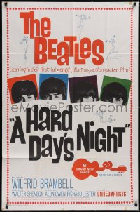 5p0144 HARD DAY'S NIGHT 1sh 1964 The Beatles in their first film, John, Paul, George & Ringo!