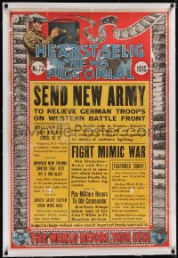 5p0513 HEARST-SELIG NEWS PICTORIAL NO. 70 linen 1sh 1915 Send New Army to Relieve German Troops, rare!