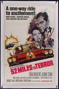 5p0696 HOT RODS TO HELL linen int'l 1sh 1967 Dana Andrews, 52 Miles to Terror, different & rare!