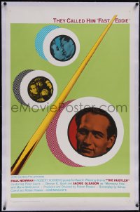 5p0523 HUSTLER linen 1sh R1964 Paul Newman, completely different with pool cue & images in balls!