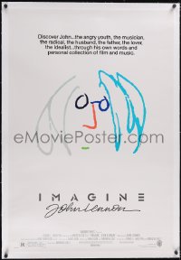 5p0525 IMAGINE linen 1sh 1988 art by former Beatle John Lennon, rare gray/blue hair style!