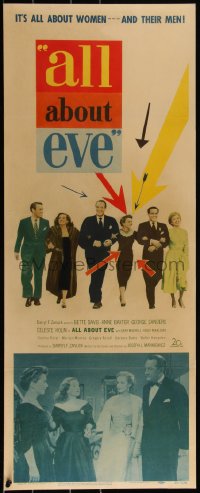 5p0029 ALL ABOUT EVE insert 1950 Bette Davis & Anne Baxter classic, young Marilyn Monroe shown!