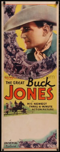 5p0332 BUCK JONES insert 1936 cowboy star in his newest thrill-a-minute action picture, ultra rare!