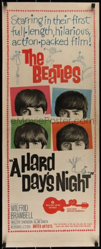 5p0027 HARD DAY'S NIGHT insert 1964 great image of The Beatles, their 1st film, rock & roll classic!