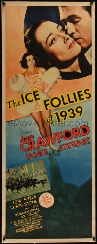 5p0337 ICE FOLLIES OF 1939 insert 1939 Joan Crawford ice skating & with James Stewart, ultra rare!
