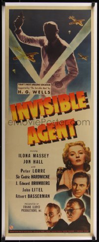 5p0036 INVISIBLE AGENT insert 1942 FX image of invisible man with WWII airplanes, Peter Lorre, rare!