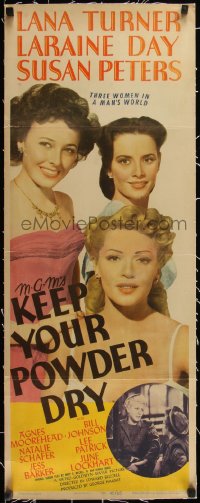 5p0931 KEEP YOUR POWDER DRY linen insert 1945 pretty Lana Turner, Laraine Day & Susan Peters!