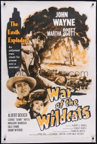 5p0528 IN OLD OKLAHOMA linen 1sh R1959 John Wayne, Martha Scott, cool artwork, War of the Wildcats!