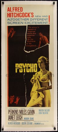 5p0935 PSYCHO linen insert 1960 sexy half-dressed Janet Leigh, Anthony Perkins, Alfred Hitchcock!