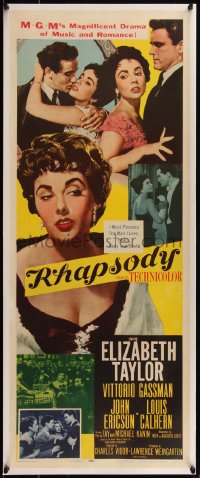 5p1296 RHAPSODY linen insert 1954 Elizabeth Taylor must possess Vittorio Gassman, heart, body & soul!