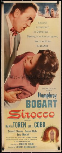 5p0938 SIROCCO linen insert 1951 Humphrey Bogart goes beyond Casablanca in Damascus, sexy Marta Toren