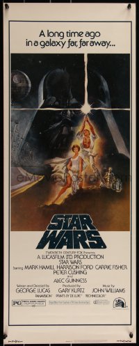 5p0342 STAR WARS insert 1977 George Lucas classic, iconic Tom Jung art of Vader over Luke & Leia!