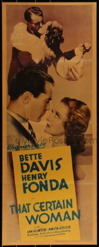 5p0020 THAT CERTAIN WOMAN insert 1937 c/u of Henry Fonda & Bette Davis with those eyes, ultra rare!